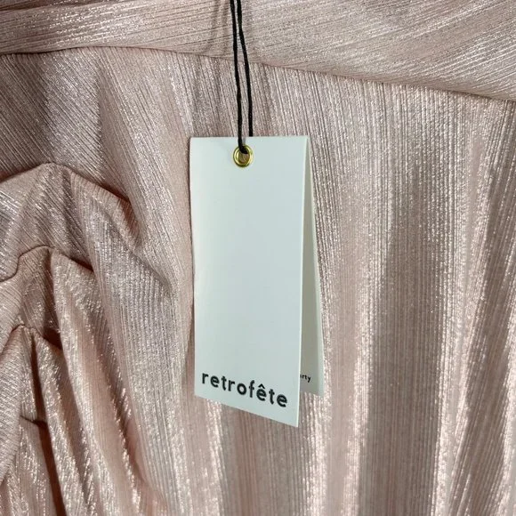 NWT Retrofete Yesi Lamé Maxi Dress in Dusty Pink